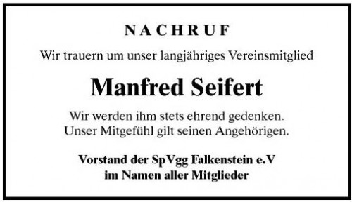 Nachruf Manfred Seifert